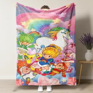 Rainbow Brite All-Star Crew Fleece Blanket – Full Character Lineup in a Whimsical Sky, Ultra Soft Throw for Collectors & Fans of the Classic Series