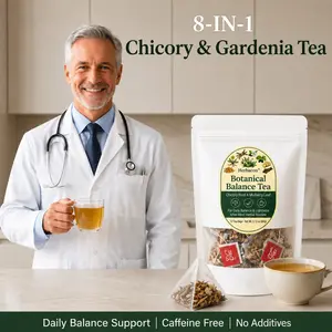 Herbaeon Chicory & Gardenia Herbal Tea Bags, 8-Herb Botanical Blend with Dandelion Root, Cinnamon & Orange Peel, 12 Count