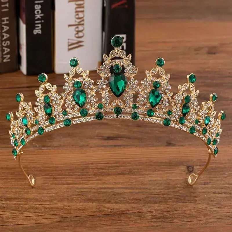 Baroque Vintage Green Crystal Heart Bridal Jewelry Sets Rhinestone Tiaras Crown Stud Earrings Necklace Wedding Dubai Jewelry Set Baroque Vintage Green Crystal Heart Bridal Jewelry Sets Rhinestone Tiaras Crown Stud Earrings Necklace Wedding Dubai Jewelry Set