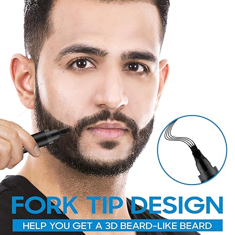 Beard Pencil Filler for Men, Mustache Repair & Shaping Beard Pen with Brush, Long-Lasting Waterproof Grooming Kit, Easy to Use, Ideal Father's Day & Birthday Gift