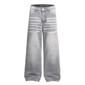 JUNBAOSS Men's Baggy Hip Hop Jeans Y2K Casual Vintage Wide Leg Skater Denim Pants Loose Fit Long Trousers 2000s Streetwear Mens Irregular Sutures Skateboard Steampunk Baggy Jeans Plain Pants