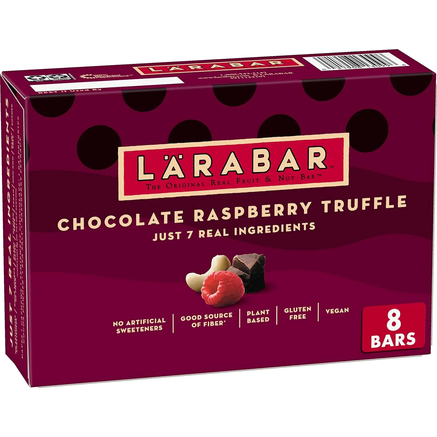 Larabar Chocolate Raspberry Truffle, Gluten Free Vegan Fruit Nut Bars, 8 ct Snack Bonbon Dessert Vitamin
