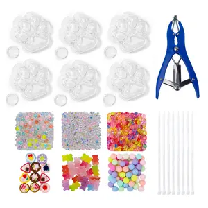 DIY Handmade Stress Relief Ball Kit, Candy Series, Includes 6 Accessories, 6 Transparent Cat Paw Balls, Perfect for Kids' Gifts