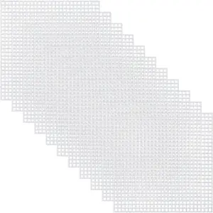 30 Pieces 6 Count Plastic Mesh Canvas Sheets for Embroidery, Acrylic Yarn Crafting, Knit and Crochet Projects (4.25 X 4.25 Inch)