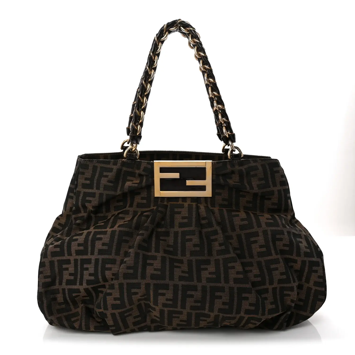 Pre-owned FENDI Canvas Shoulder Bags Zucca Mia Tote Brown