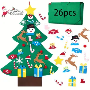 Felt Christmas Tree 3ft DIY Christmas Decorations with 26 PCS Ornaments Wall Decor with Hanging Rope for Kids Xmas Gifts Home Door Christmas decorations and gifts