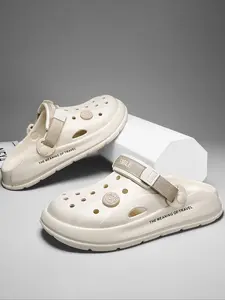 Women's Plain Color Letter Print Clogs, Casual Comfortable Breathable Clogs, Fashionable Soft Comfortable Clogs for Indoor & Outdoor Wear, Breathable Slippers, Lightweight Breathable Slippers