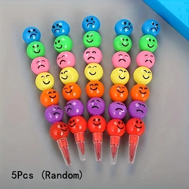 5pcs Multicolored Plastic Craft Crayons - No Toxic School Supplies for Classroom, Birthday Favors
