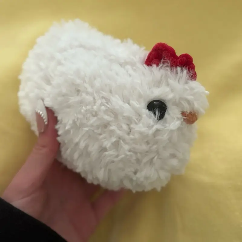 Handmade crochet fluffy chicken
