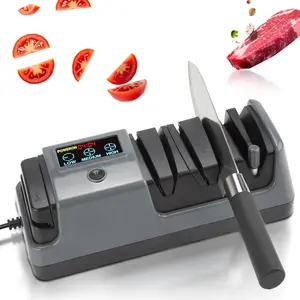 Professional 3-Stage Electric  Sharpener for Kitchen , LCD Screen,   Abrasive, Adjustable Rotational Speed, Precision Angle Guides for Straight Edge and Serrated