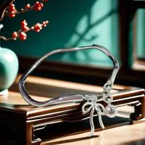 Full Silver s999 bangle Sterling Silver bangle Ladies Open bangle can be freely adjusted size to send girlfriend birthday holiday gift Silver weight 16 g /0.56 oz