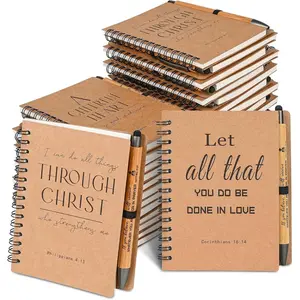 60 Sets of Christian Spiral Notebooks Bulk Prayer Journals with Pens Small Notepad (5.43"x4.33") - Easter Gifts for Church Members,  Study Groups & Church Families