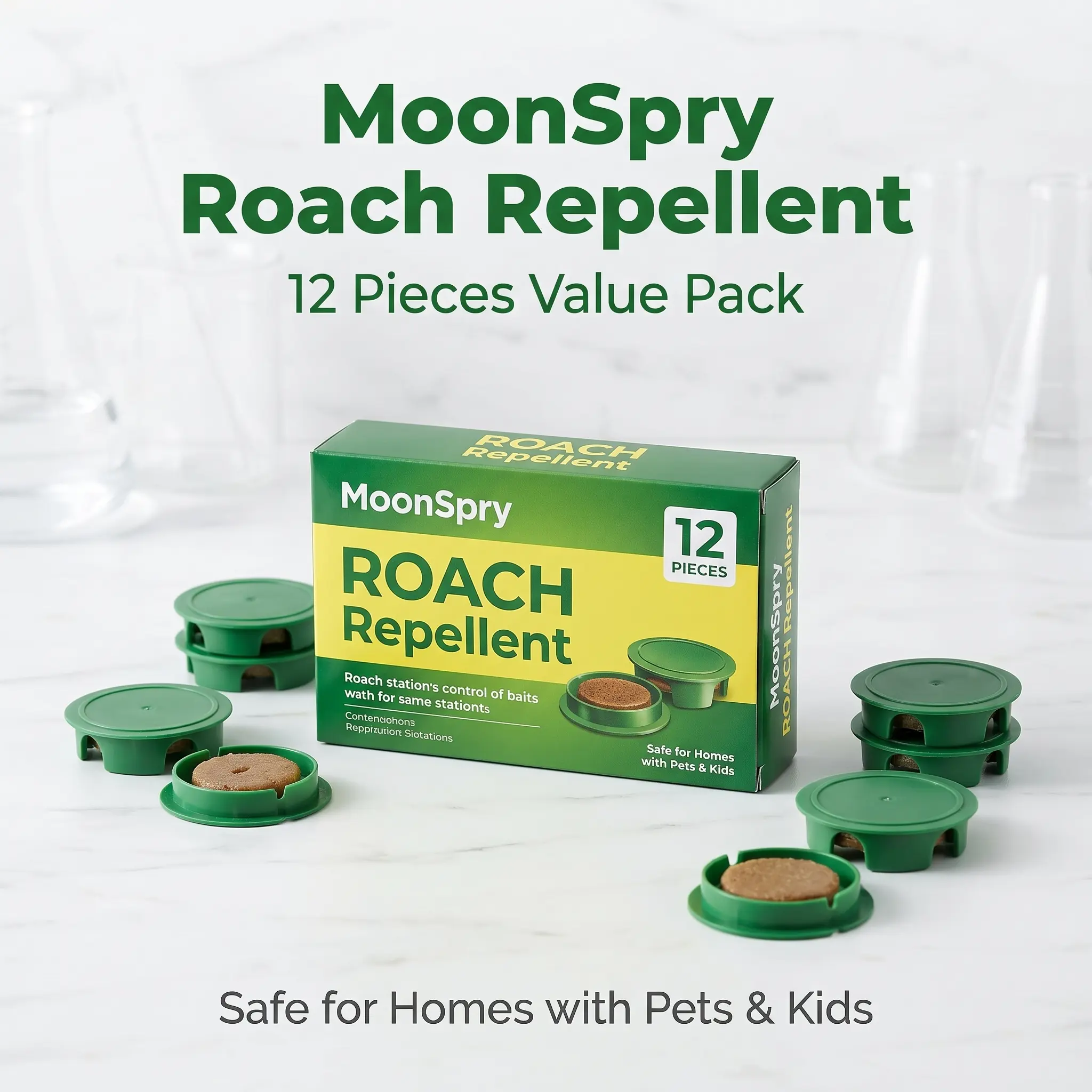 MoonSpry Multi-Functional Home Pest Control Kit Roach Repellent Gel Bait Rodent Repellent Pouches Microfiber Floor Mop Indoor Kitchen Dorm Multi-Surface Cleaning Set