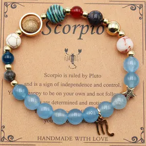 Bracelet of the Day – 12 Zodiac Natural Stone Beaded Bracelet with 8 Planets bangles  bracelets