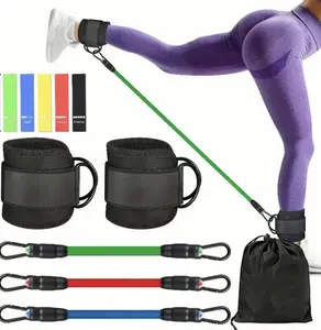 Resistance Bands, 5-Pack Ankle Band Set for Leg and Hip Training – TPE Material Band for Women Men, with Comfortable Grip, Ideal for Home Workouts, Exercise Equipment,Yoga Gym Fitness, Adjustable