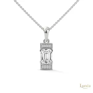 1.0 CT. Emerald-Cut Diamond Pendant | Lab Grown | 14K Gold & Platinum