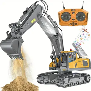 Multi-functional 1:20 scale RC alloy excavator for complex terrain, support USB charging, 2.4G wireless remote control, real and durable. Perfect gift