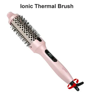 Cotsoco Ionic Thermal Brush, 1.5" Negative Ion Heated Brush Hair Styling Tools with 6 Temperature Settings, Auto Power Off, Gift for Women