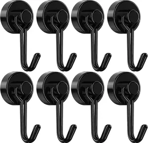 Magnetic Hooks, Heavy-Duty 30LBS Neodymium Rust-Proof Hooks for Indoor/Outdoor Use, Fridge, Grill, Kitchen, Keys, Organizer, Cabinet, Stainless Steel