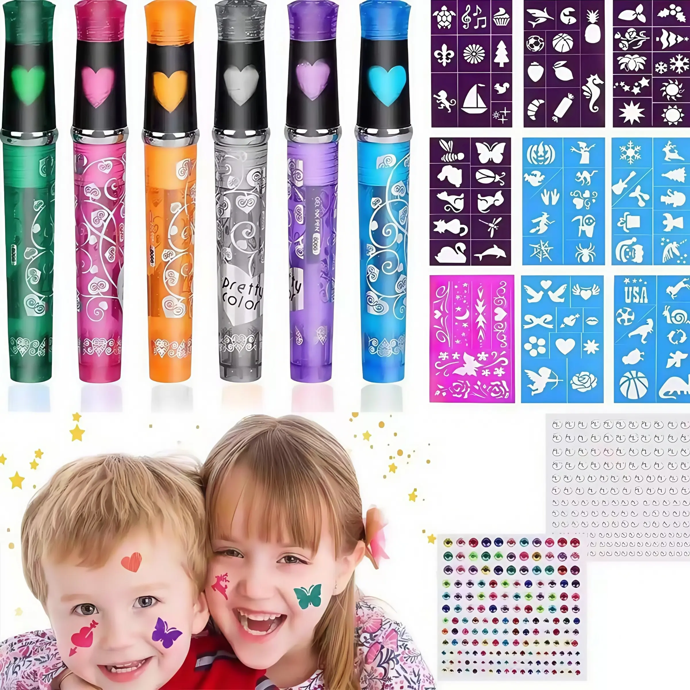 Temporary Tattoo Pen Set, Tattoo Stencil, Easy-To-Use Temporary Tattoos, Perfect for Parties & Events, Long-Lasting Design, Body Makeup, Safe & Non-Toxic Ingredients, Tattoo Supplies