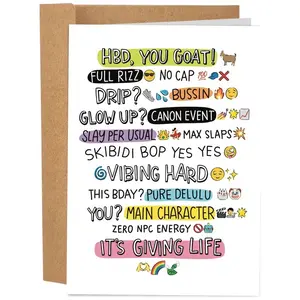 Funny Gen Z Birthday Cards – Hilarious Birthday Greeting Cards for Gen Z - 5x7 Inch Individual Greeting Card with Kraft Envelope Funny Greeting Card- MichaelSintros Shop