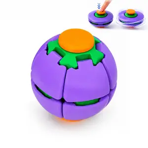 Fidget Press Rotation Ball - Decompression Spinner Toy for Stress Relief & Anxiety. Press to Deform & Auto Spin. Satisfying Sensory Toy for Adults, Kids.