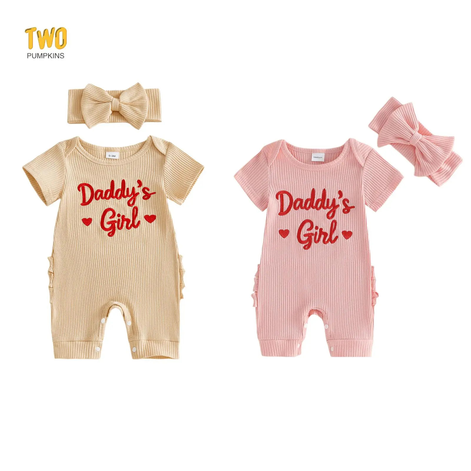 Pieces Newborn Baby Girl Clothes Daddy's Girl Embroidered Romper Ruffle Bodysuit Jumpsuit Headband Valentines Day Outfit