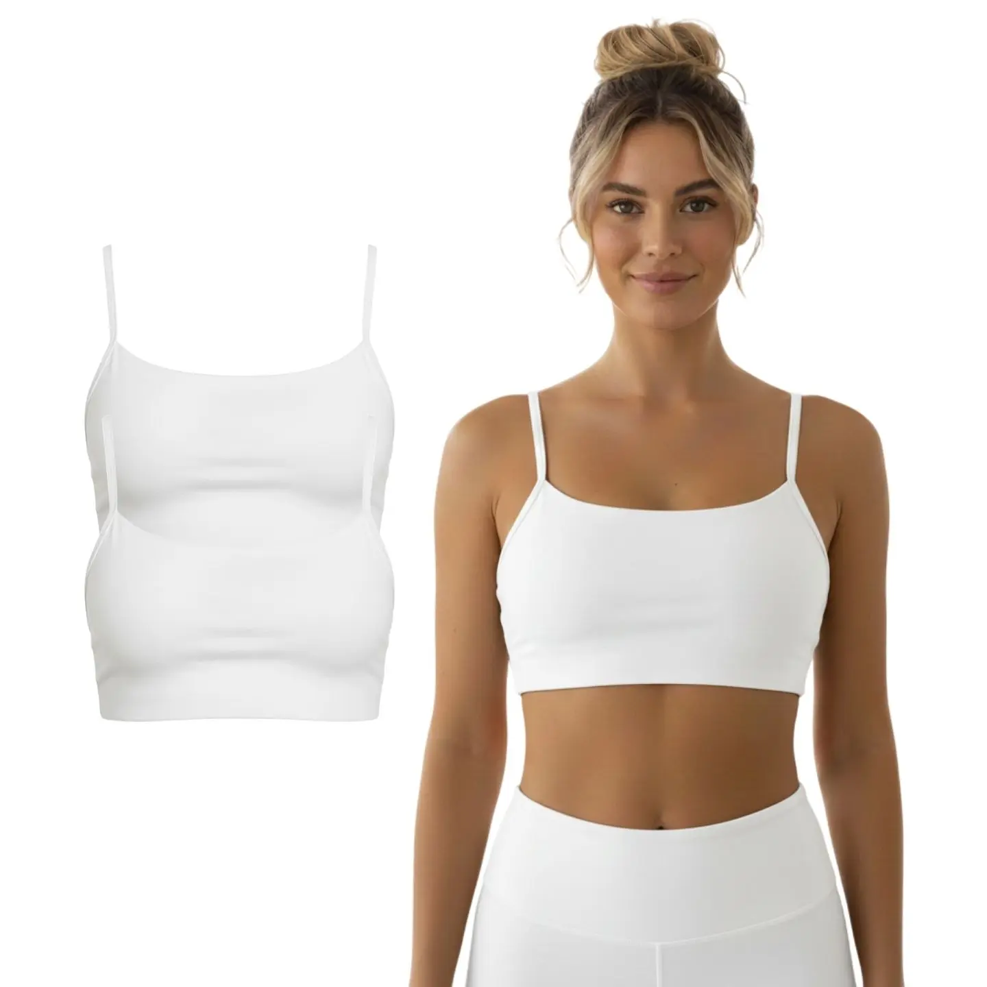 Trendy 2 Pack Women's Cotton Yoga Bra with Removable Pads Adjustable Straps Breathable Mesh S - XL Regular Plus Free Size High Stretch Blend Padded Sport Bra Athletic Gym Workout for Women Classic Basic Multi-Color