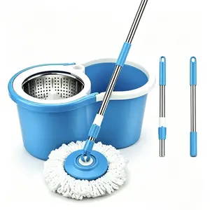 360° Rotating Spin Mop & Bucket Wringer Set, Adjustable Stainless Steel Handle, Reusable Microfiber Mop Heads, Hands-Free Floor Cleaning for Home Kitchen Bathroom