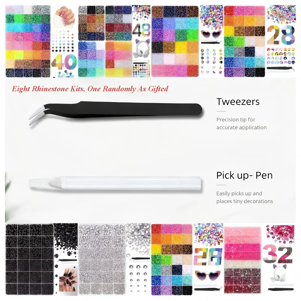 【 Eight Rhinestone Kits, One Randomly As Gifted】Summervibes Decoration Kit - Tweezers & Pick up Pen for VIBRANT GEMS