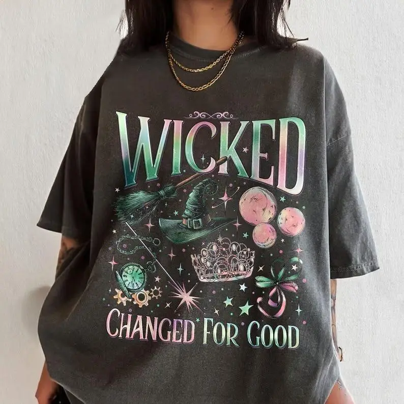 Comfort Colors Wicked Change For Good Shirt, Defy Gravity Broomstick Magic Wand, Wizard Movie Fan Shirt, Wicked Musical Fan Gift Cotton Top