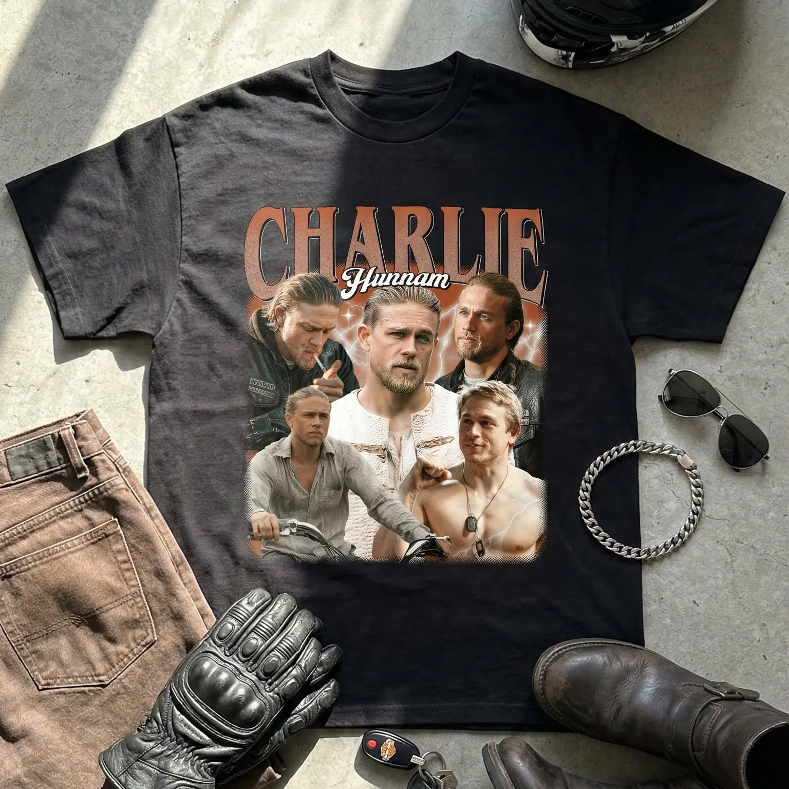 Charlie Hunnam Vintage Graphic T-shirt, Jax Biker King Sweatshirt, Hot Sons of Anarchy Hoodie, Gift for Biker Lovers