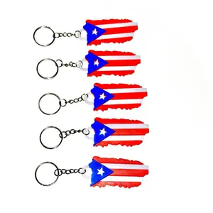 PuertoRican Map with Flag - KEYCHAIN (3d Printed)