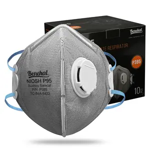 benehal P95 Particulate Respirator, 10 Pack, Carbon Layer For Odor Reduction, Features Exhalation Valve, NIOSH-APPROVED, Advanced Filter Media For Eas
