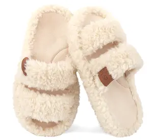 Women's Fuzzy open toe cozy footwear Fluffy slides Warm home Slippers Soft Comfy Memory Foam Indoor House Shoes for Ultimate Comfort bedroom sandal