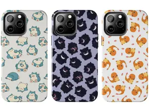Cute Pokemon Snorlax Gengar Charmander Pattern Case for iPhone 17-7 Pro Max Plus & Samsung Galaxy S25-S21 Ultra Plus - Kawaii Chibi Anime Phone Cover unisex
