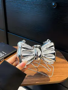 Women's Acrylic Mini Bow Bag, Fashionable Simple Design, Chain Strap Shoulder Clutch, Handbag Shoulder Bag, Perfect for Office, School, Work, Travel