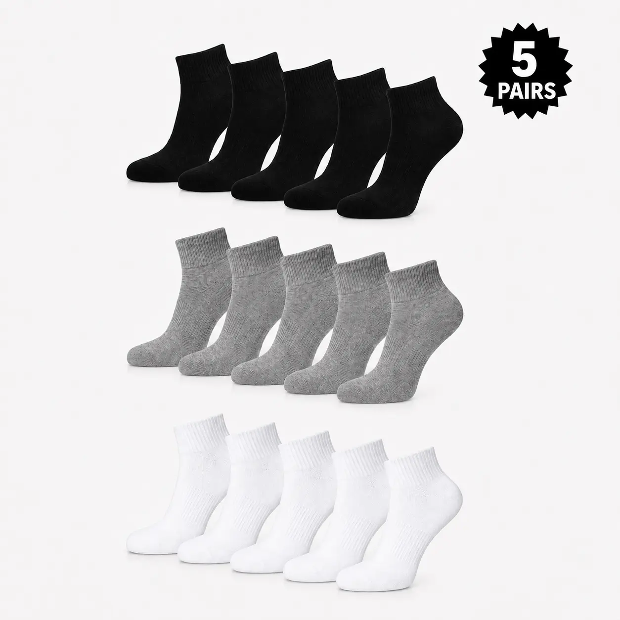 5 Pairs Womens Ankle Socks Athletic Cushioned Sports Socks Moisture Wicking Breathable Seamless Arch Support Socks for Women Running Walking Workout Daily Wear