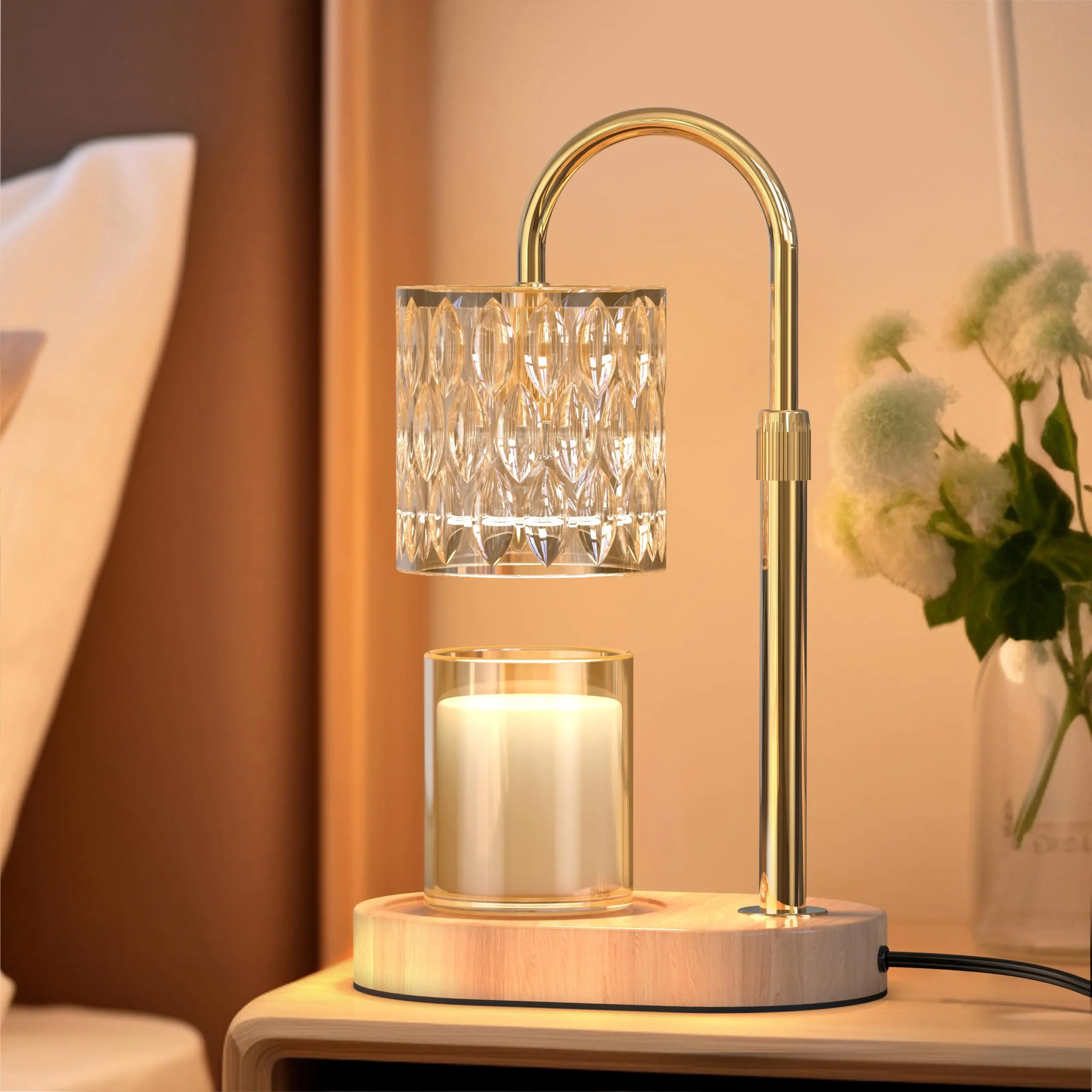 Lighted Dimmable Candle Warmer Lamp, Height-Adjustable Aromatherapy Wax Warmer with Timer & Brightness Control, Home Decor Room Accessories for Women's Gift, Modern Decor Item, SummerVibes Home Goods
