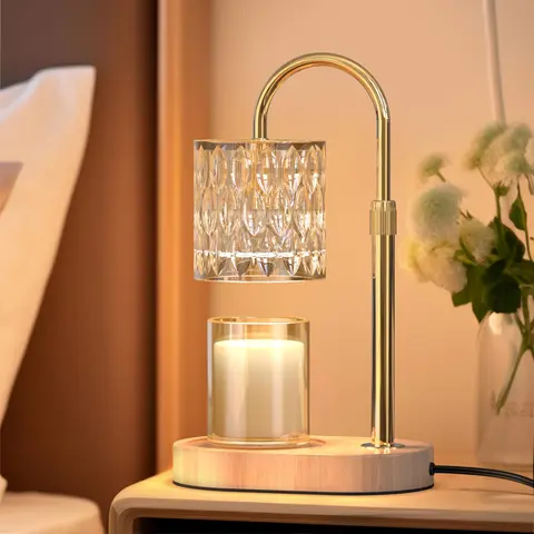 ZEEHOO Lighted Dimmable Candle Warmer Lamp - Height-Adjustable Aromatherapy Wax Warmer with Timer, Brightness Control, Electronic Holder, Minimalist Fragrance Device, Romantic Bedroom Accessories, Interior Decoration Accessory, Birthday Gift for Women