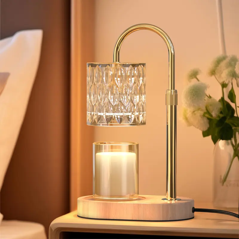 ZEEHOO Lighted Dimmable Candle Warmer Lamp - Height-Adjustable Aromatherapy Wax Warmer with Timer, Brightness Control, Electronic Holder, Minimalist Fragrance Device, Romantic Bedroom Accessories, Interior Decoration Accessory, Birthday Gift for Women