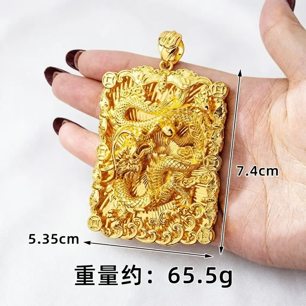 Big Dragon Pendant Ancient Dragon Pendant Necklace for Men Retro Fu Character Dragon Pattern Pendant National Trend Long-lasting Jewelry birthstones streetwear statement