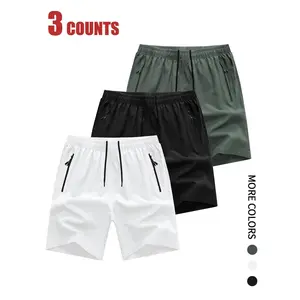Men's solid color zippered pocket shorts, casual, comfortable, breathable summer sports shorts, men's shorts, men's everyday bottoms, men's shorts, jogging shorts, breathable fitness shorts, summer sports shorts, gym shorts, street style sports shorts