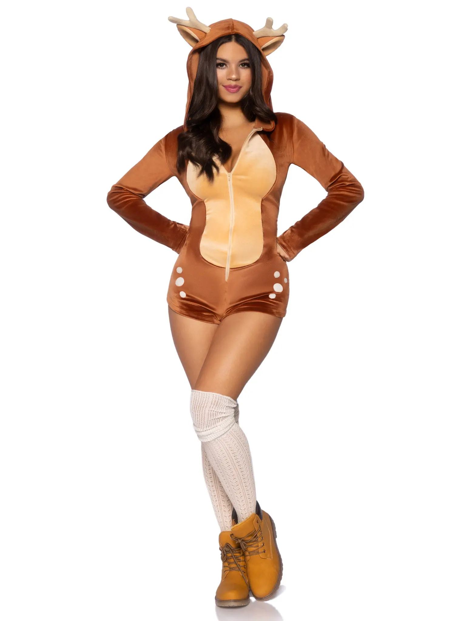 Leg Avenue Women's Cute Plush Fabric Deer Onesie Costume - Zip Front, Zipper Closure, Flattering Fit, Matching Clothes & Accessories (Women's Special Clothing)