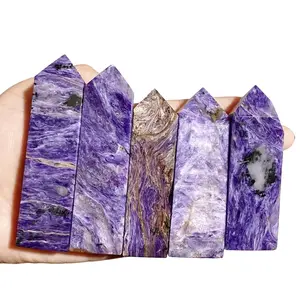 Crystals Charoite Point Tower Mediation Energy Gemstone Colorful Painting Room Decor Home Decorations