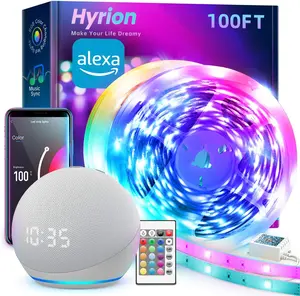 Smart LED Strip Lights 100ft WiFi, RGB Color Changing Lights Work with Alexa and Google Assistant, 16 Million Colors with App Control and Voice Control Led Lights for Bedroom, Room Decor