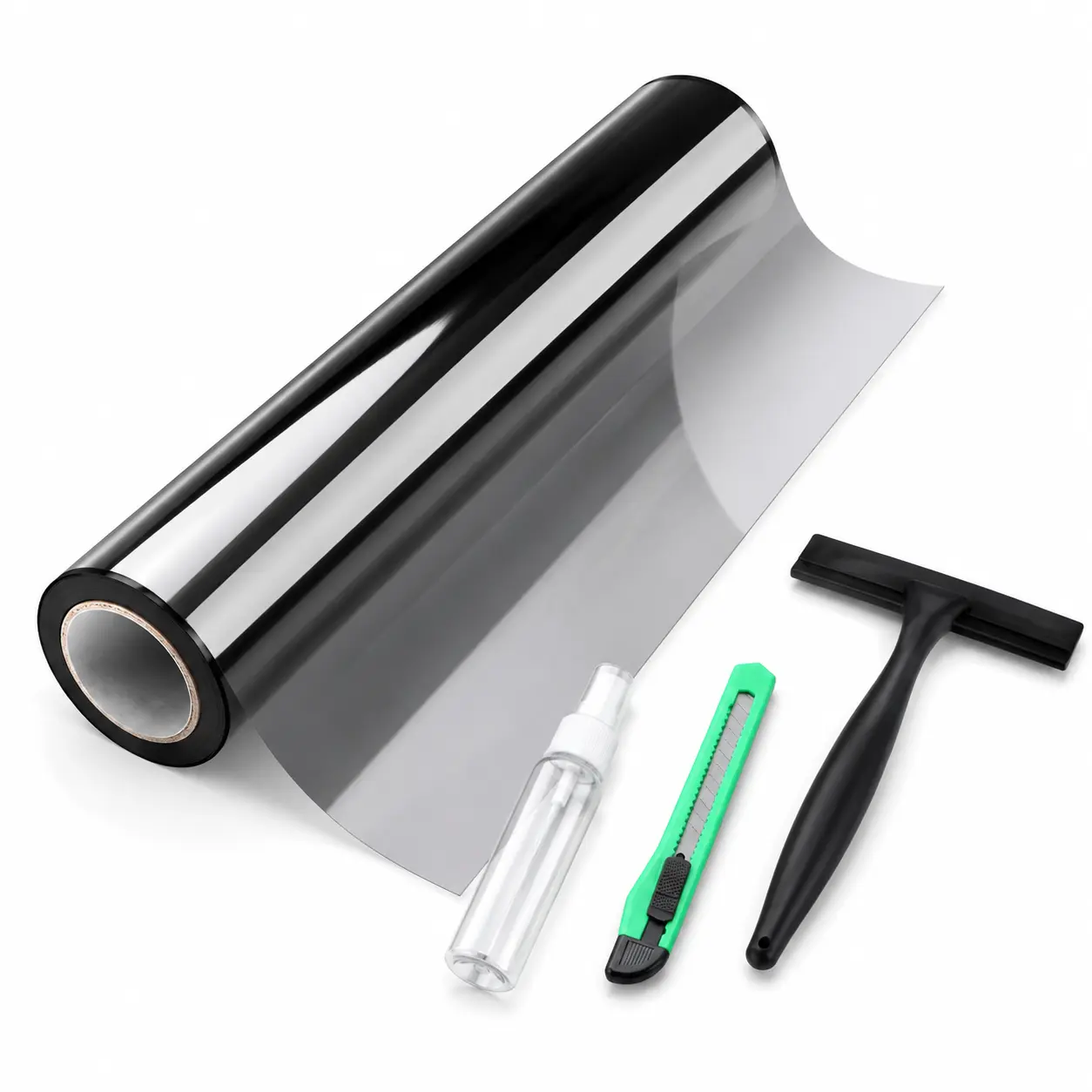 Black-Silver Static Cling 1-Way Car Window Tint Film, 17.5x78.7" Automotive Exterior Accessory with UV Blocking, Heat Reduction, Glare Control for Home & Office