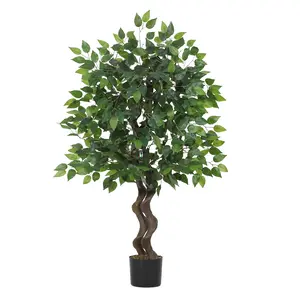 4/5/6ft Tall Faux Banyan Ficus Tree - Realistic Large Artificial Floor Plant with Dense Greenery for Aesthetic Home, Office & Living Room Decor