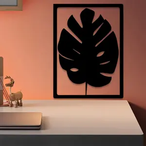 1pc 4-Piece Black Leaf Metal Wall Art Set, 4-Piece Black Leaf Statue Mural Set, Perfect for Living Room Wall, Office Wall, Man Cave Wall, Patriotic Decor, Modern Abstract Art, Modern Home Decor, Ideal Gift for Him, Rust-Resistant Metal