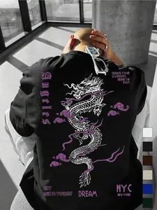 Unisex 'nyc' Japanese Dragon Graphic T-Shirt, Dragon with Accents, Soft Comfortable Fabric for Casual Outings and Everyday Wear